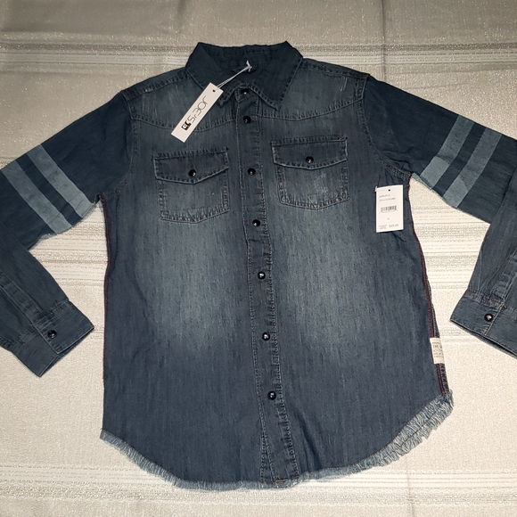 JOE'S Long Sleeve Distressed Denim Snap Button Up Shirt NEW Big Kids M (10/12) - Picture 2 of 15